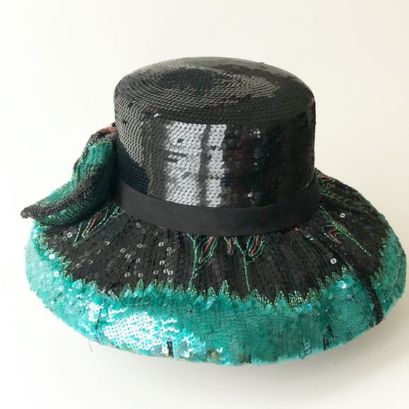 VTG Whittall & Shon Heavily Sequined Beaded Hat - Picture 2 of 15